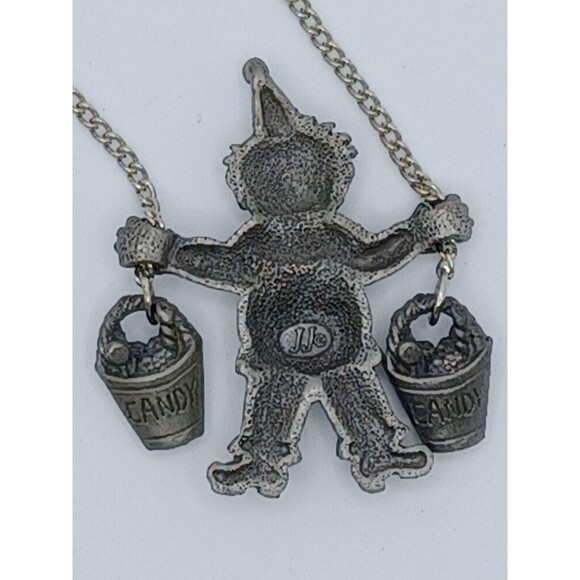 Jonette Jewelry climbing Clown Necklace With Bucket Full Of Candy Pewter Vintage - Picture 3 of 15